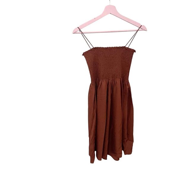 Theory Bustier Dress Flat Twill Rust Clay Women’s Size P/XS Mini Elegant - Picture 6 of 6